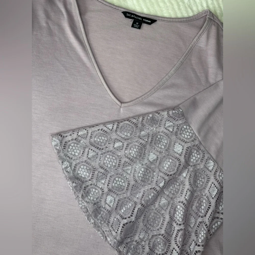 Zac & Rachel Purple Lace Bell Sleeve Size 1X - Picture 2 of 10